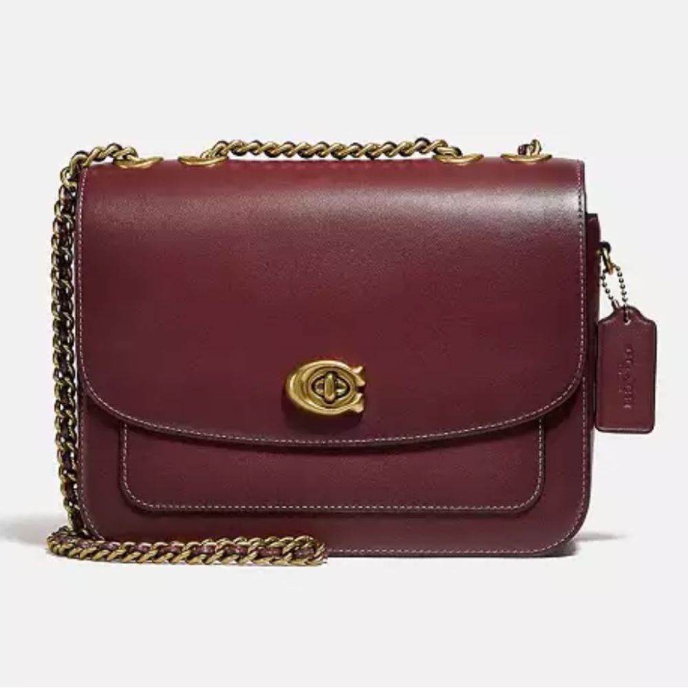 NWT Coach Madison Shoulder Bag with Chain Strap in Wine Leather